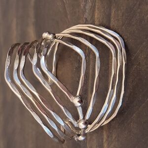 Silver Metal Hammered Cuff Bracelet